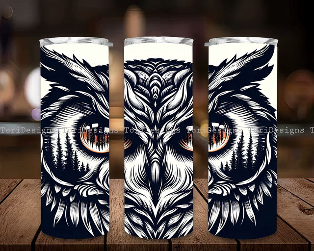 Gothic Owl in Forest 20 oz Skinny Tumbler Sublimation Design, Gothic Owl in Forest Tumbler Sublimation, Instant Digital Download PNG Sublimation ToriDesigns 