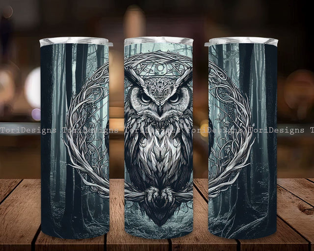 Gothic Owl in Forest 20 oz Skinny Tumbler Sublimation Design, Gothic Owl in Forest Tumbler Sublimation, Instant Digital Download PNG Sublimation ToriDesigns 