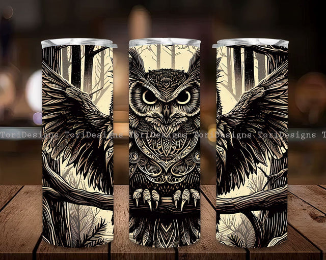 Gothic Owl in Forest 20 oz Skinny Tumbler Sublimation Design, Gothic Owl in Forest Tumbler Sublimation, Instant Digital Download PNG Sublimation ToriDesigns 