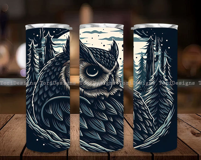 Gothic Owl in Forest 20 oz Skinny Tumbler Sublimation Design, Gothic Owl in Forest Tumbler Sublimation, Instant Digital Download PNG Sublimation ToriDesigns 