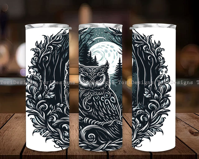 Gothic Owl in Forest 20 oz Skinny Tumbler Sublimation Design, Gothic Owl in Forest Tumbler Sublimation, Instant Digital Download PNG Sublimation ToriDesigns 
