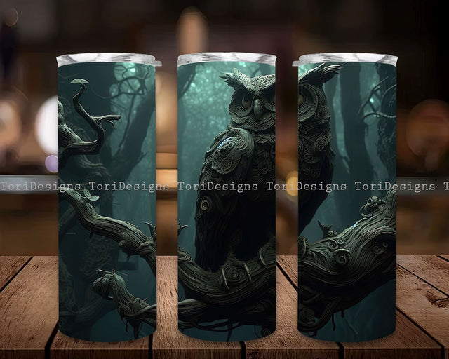 Gothic Owl in Forest 20 oz Skinny Tumbler Sublimation Design, Gothic Owl in Forest Tumbler Sublimation, Instant Digital Download PNG Sublimation ToriDesigns 