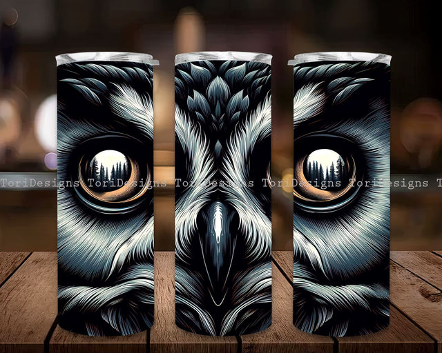 Gothic Owl in Forest 20 oz Skinny Tumbler Sublimation Design, Gothic Owl in Forest Tumbler Sublimation, Instant Digital Download PNG Sublimation ToriDesigns 