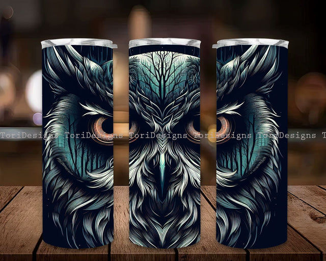 Gothic Owl in Forest 20 oz Skinny Tumbler Sublimation Design, Gothic Owl in Forest Tumbler Sublimation, Instant Digital Download PNG Sublimation ToriDesigns 