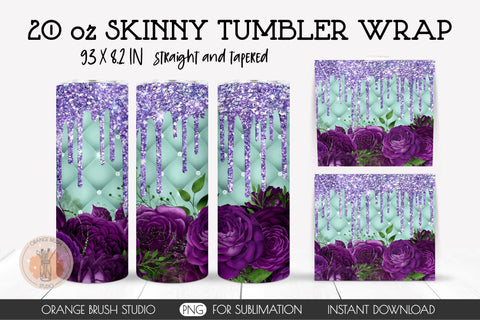 Gothic Rose Skinny Tumbler Wrap Halloween Sublimation Design Sublimation OrangeBrushStudio 