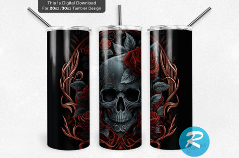 Gothic Skeleton Skull 20 oz / 30 oz Tumbler PNG Sublimation Regulrcrative 