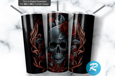 Gothic Skeleton Skull 20 oz / 30 oz Tumbler PNG Sublimation Regulrcrative 