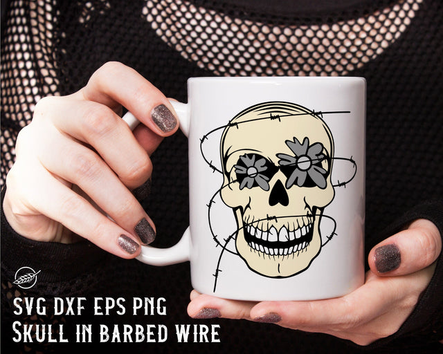 Gothic skull in barbed wire SVG SVG Boertiek 
