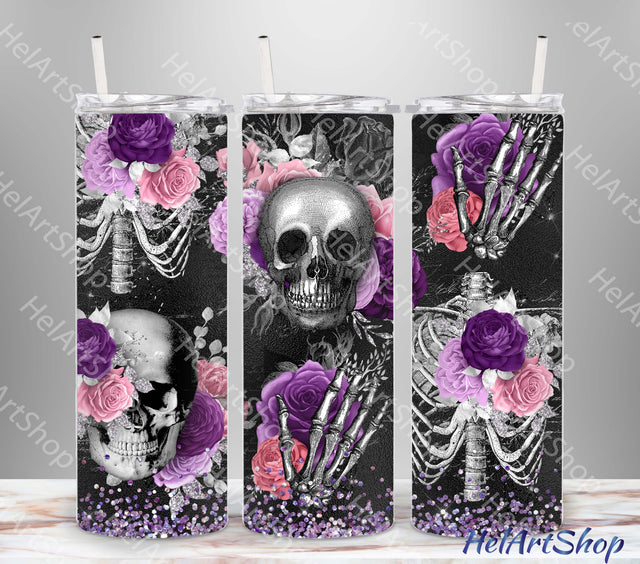 Gothic Tumbler PNG, Skull SKINNY TUMBLER Png Sublimation _HelArtShop_ 