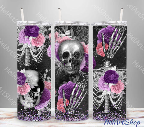 Gothic Tumbler PNG, Skull SKINNY TUMBLER Png Sublimation _HelArtShop_ 
