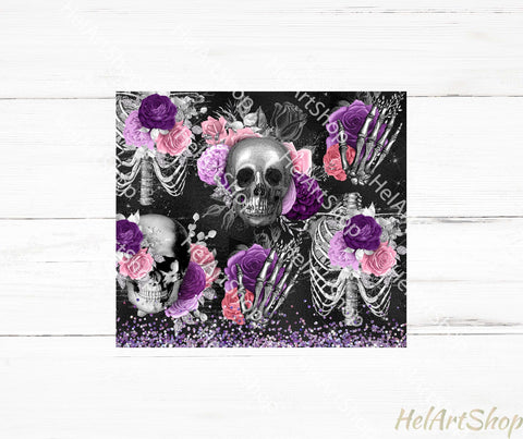 Gothic Tumbler PNG, Skull SKINNY TUMBLER Png Sublimation _HelArtShop_ 