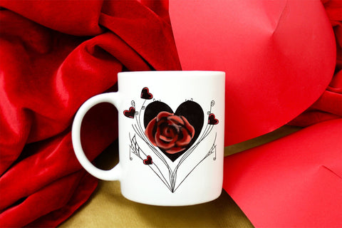 Gothic Valentine's day rose and hearts sublimation design Sublimation LuckyTurtleArt 
