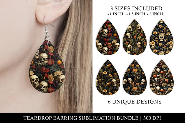 Gothicore Skeleton Tear Drop Earring Sublimation Bundle Sublimation BijouBay 