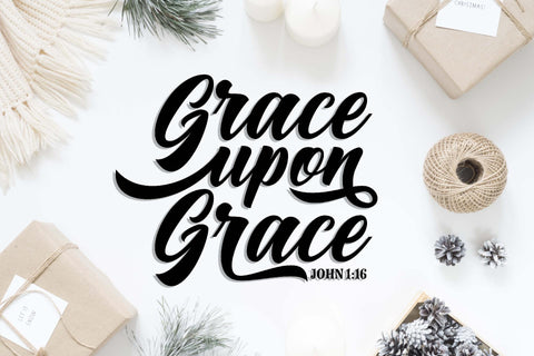 Grace upon Grace | John 1:16 | Christian cut file SVG TheBlackCatPrints 