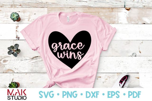 Grace wins svg, Grace wins hand lettered svg, Grace wins jpg, Grace wins png, Grace wins dxf, Grace wins cut file, Christian svg, Jesus svg SVG MAKStudion 