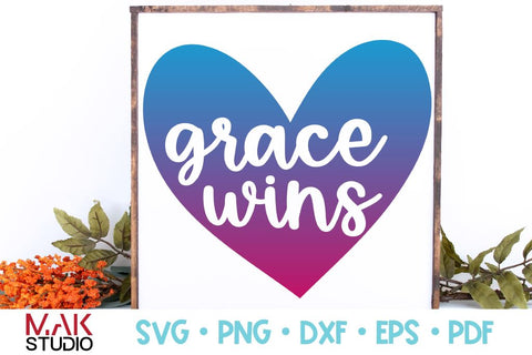 Grace wins svg, Grace wins hand lettered svg, Grace wins jpg, Grace wins png, Grace wins dxf, Grace wins cut file, Christian svg, Jesus svg SVG MAKStudion 