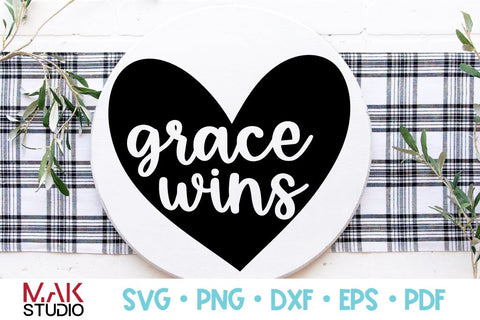 Grace wins svg, Grace wins hand lettered svg, Grace wins jpg, Grace wins png, Grace wins dxf, Grace wins cut file, Christian svg, Jesus svg SVG MAKStudion 