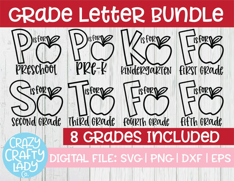 Grade Letter | Teacher | School Quote SVG Cut File Bundle SVG Crazy Crafty Lady Co. 