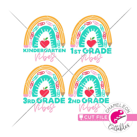 Grade Vibes School supply rainbow for kids svg png dxf SVG Chameleon Cuttables 