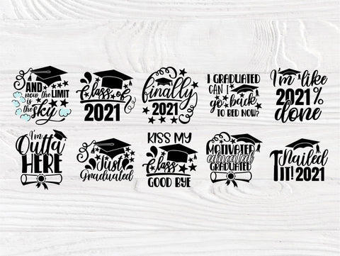 Graduate 2021 SVG Cut Files, Class of 2021 Svg, Svg Bundle, Senior 2021 Svg, Cricut Files, Silhouette 2021 graduation Hat, Shirts Designs SVG TonisArtStudio 