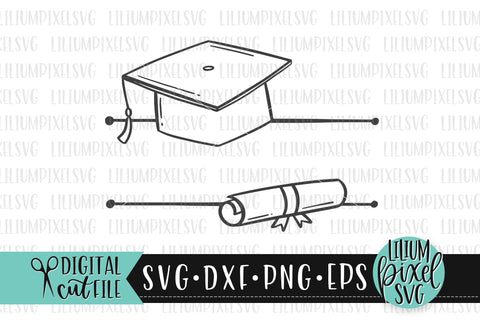 Graduate Cap and Diploma Name Frame - Graduation SVG SVG Lilium Pixel SVG 