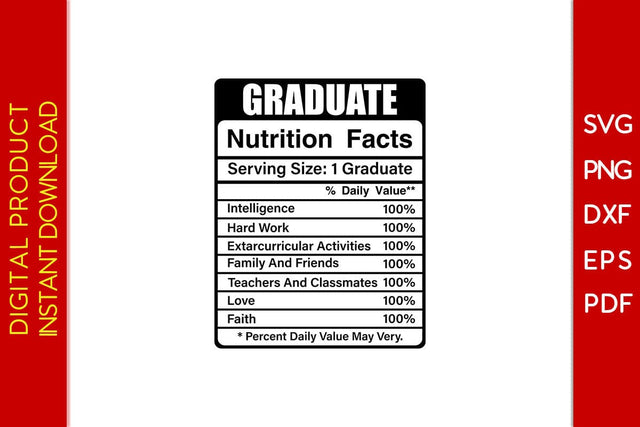 Graduate Nutrition Facts SVG PNG PDF Cut File SVG Creativedesigntee 