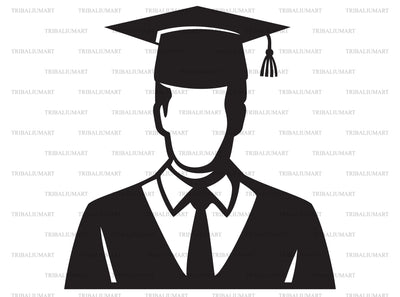 Graduated man (student with mortar board hat) SVG TribaliumArtSF 