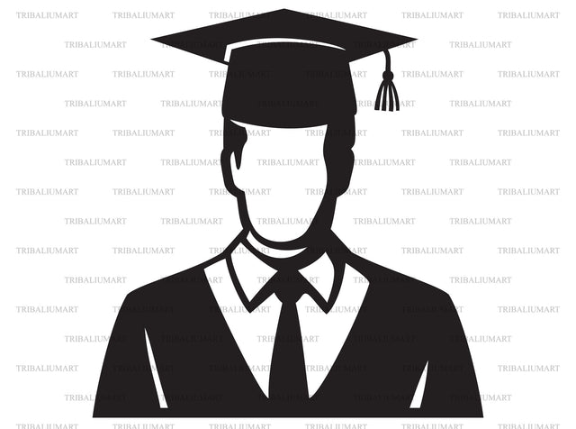 Graduated man (student with mortar board hat) SVG TribaliumArtSF 