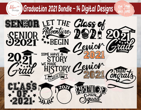 Graduation 2021 Class of 2021 Senor 2021 Bundle - SVG, PNG, DXF, EPS SVG Elsie Loves Design 