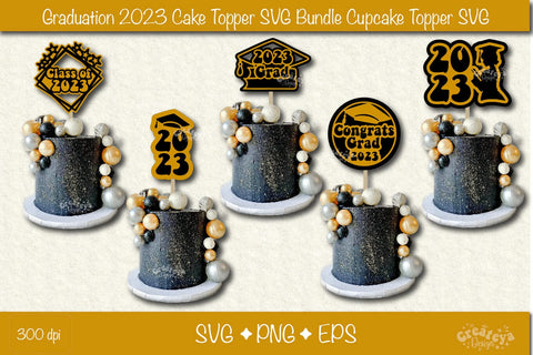 Graduation 2023 cake topper Bundle| Cupcake topper congrats| Graduation Papercut SVG SVG Createya Design 