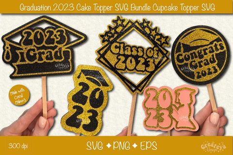 Graduation 2023 cake topper Bundle| Cupcake topper congrats| Graduation Papercut SVG SVG Createya Design 