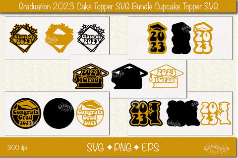 Graduation 2023 cake topper Bundle| Cupcake topper congrats| Graduation Papercut SVG SVG Createya Design 