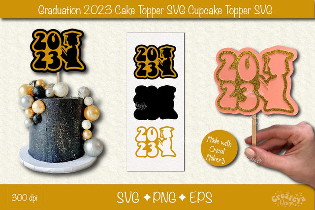 Graduation 2023 cake topper| Cupcake topper| Graduation 2023 Papercut SVG SVG Createya Design 