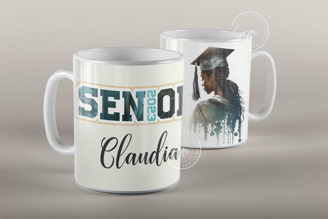 Graduation 2023 Mug Wrap, Add Your Own Text, Senior 2023 Mug, Watercolor Mug, Senior Mug Png, Afro Woman Mug, 11 & 15 Oz Mug Sublimation Sublimation Syre Digital Creations 