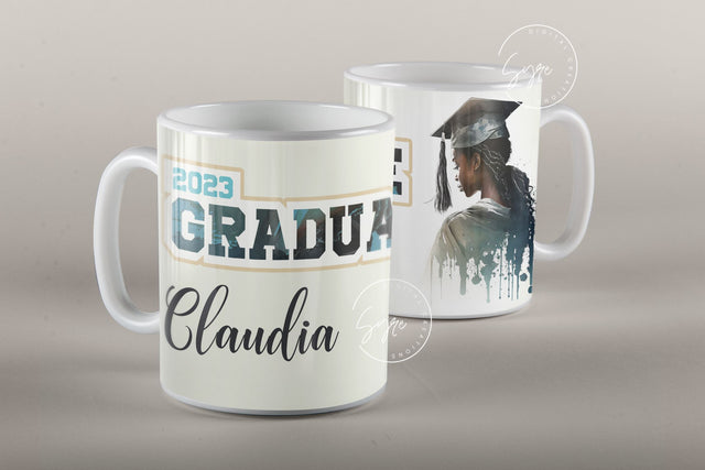 Graduation 2023 Mug Wrap, Add Your Own Text, Senior 2023 Mug, Watercolor Mug, Senior Mug Png, Afro Woman Mug, 11 & 15 Oz Mug Sublimation Sublimation Syre Digital Creations 