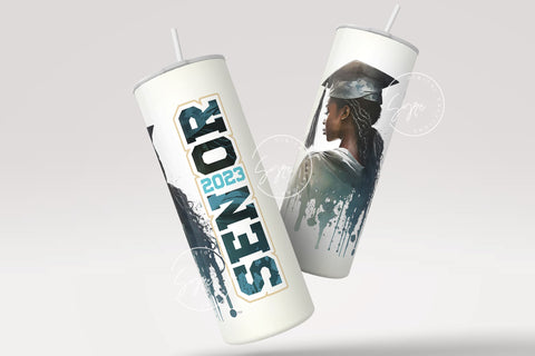 Graduation 2023 Tumbler, Add Your Own Text, Senior 2023 Tumbler, 20oz Skinny Tumbler, Watercolor Design, Graduation Wrap, Afro Woman Tumbler Sublimation Syre Digital Creations 