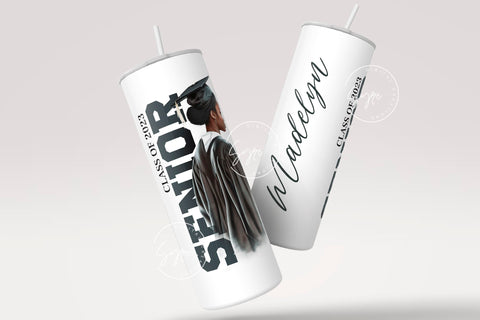 Graduation 2023 Tumbler, Add Your Own Text, Senior 2023 Tumbler, 20oz Skinny Tumbler, Watercolor Design, Graduation Wrap, Afro Woman Tumbler Sublimation Syre Digital Creations 