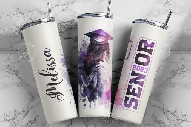 Graduation 2023 Tumbler, Add Your Own Text, Senior 2023 Tumbler, 20oz Skinny Tumbler, Watercolor Design, Graduation Wrap, Digital Downloa Sublimation Syre Digital Creations 