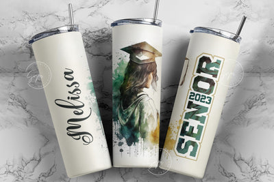 Graduation 2023 Tumbler, Add Your Own Text, Senior 2023 Tumbler, 20oz Skinny Tumbler, Watercolor Design, Graduation Wrap, Digital Download Sublimation Syre Digital Creations 