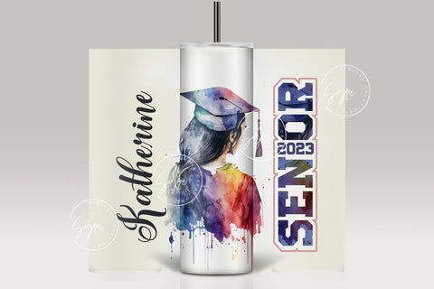 Graduation 2023 Tumbler, Add Your Own Text, Senior 2023 Tumbler, 20oz Skinny Tumbler, Watercolor Design, Graduation Wrap, Digital Download Sublimation Syre Digital Creations 