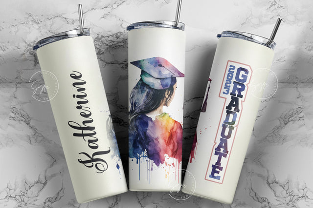 Graduation 2023 Tumbler, Add Your Own Text, Senior 2023 Tumbler, 20oz Skinny Tumbler, Watercolor Design, Graduation Wrap, Digital Download Sublimation Syre Digital Creations 