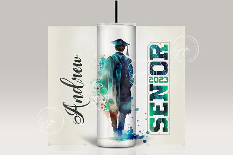 Graduation 2023 Tumbler, Add Your Own Text, Senior 2023 Tumbler, 20oz Skinny Tumbler, Watercolor Design, Graduation Wrap, Digital Download Sublimation Syre Digital Creations 