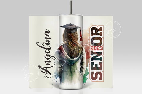 Graduation 2023 Tumbler, Add Your Own Text, Senior 2023 Tumbler, 20oz Skinny Tumbler, Watercolor Design, Graduation Wrap, Digital Download Sublimation Syre Digital Creations 