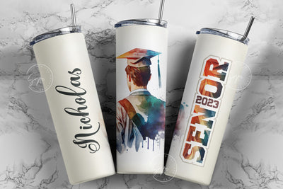 Graduation 2023 Tumbler, Add Your Own Text, Senior 2023 Tumbler, 20oz Skinny Tumbler, Watercolor Design, Graduation Wrap, Digital Download Sublimation Syre Digital Creations 