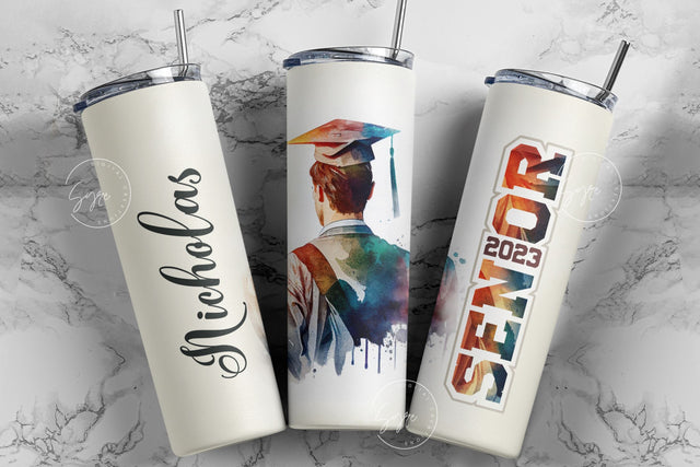 Graduation 2023 Tumbler, Add Your Own Text, Senior 2023 Tumbler, 20oz Skinny Tumbler, Watercolor Design, Graduation Wrap, Digital Download Sublimation Syre Digital Creations 