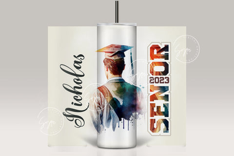 Graduation 2023 Tumbler, Add Your Own Text, Senior 2023 Tumbler, 20oz Skinny Tumbler, Watercolor Design, Graduation Wrap, Digital Download Sublimation Syre Digital Creations 