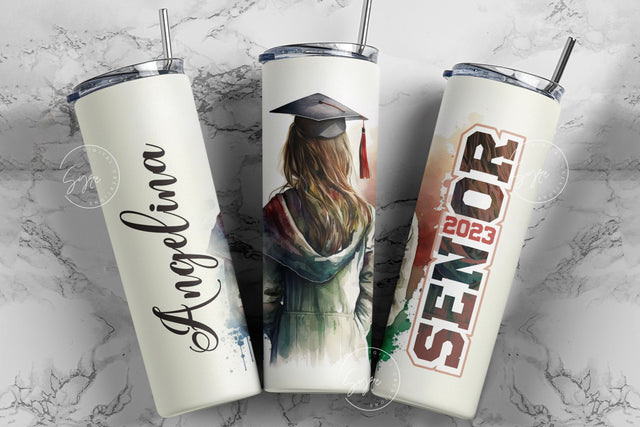 Graduation 2023 Tumbler, Add Your Own Text, Senior 2023 Tumbler, 20oz Skinny Tumbler, Watercolor Design, Graduation Wrap, Digital Download Sublimation Syre Digital Creations 
