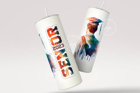 Graduation 2023 Tumbler, Add Your Own Text, Senior 2023 Tumbler, 20oz Skinny Tumbler, Watercolor Design, Graduation Wrap, Digital Download Sublimation Syre Digital Creations 