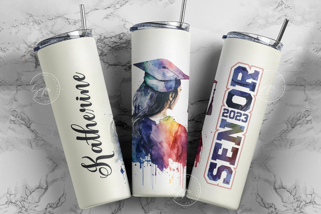 Graduation 2023 Tumbler, Add Your Own Text, Senior 2023 Tumbler, 20oz Skinny Tumbler, Watercolor Design, Graduation Wrap, Digital Download Sublimation Syre Digital Creations 