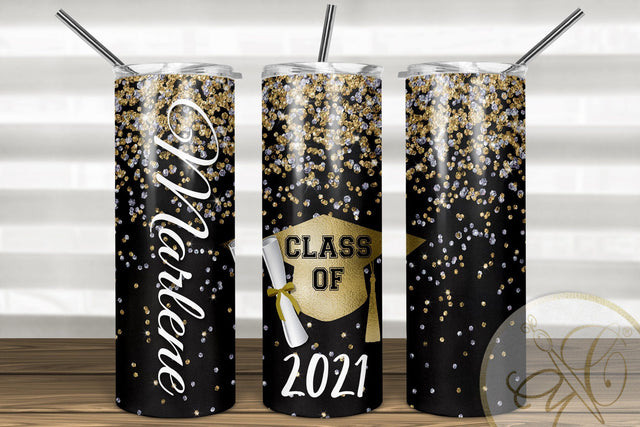 Graduation 20oz Skinny Tumbler Sublimation Black color Sublimation Marlene Campos 
